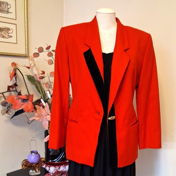Vintage mr.jax Red Pure Virgin Wool Lined Blazer 100% Wool Jacket - Picture 2 of 11